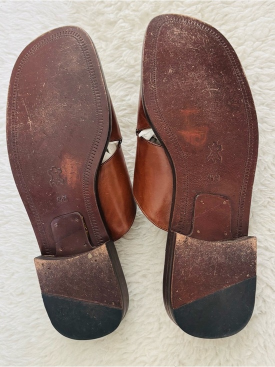 Paolo De Marco Handmade Brown Leather Slide Sandals size 14 M main image 9